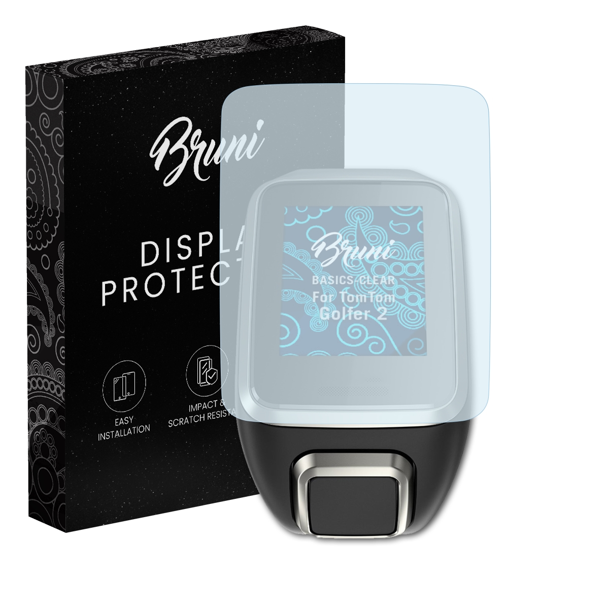 Bruni 2x Protective Film for TomTom Golfer 2 Screen Protector Screen Protection