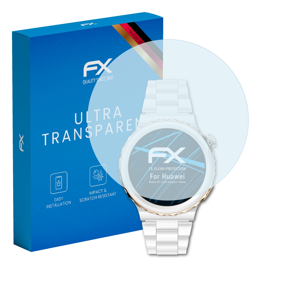 atFoliX 3x Screen Protector for Huawei Watch GT 3 Pro Ceramic 43mm clear