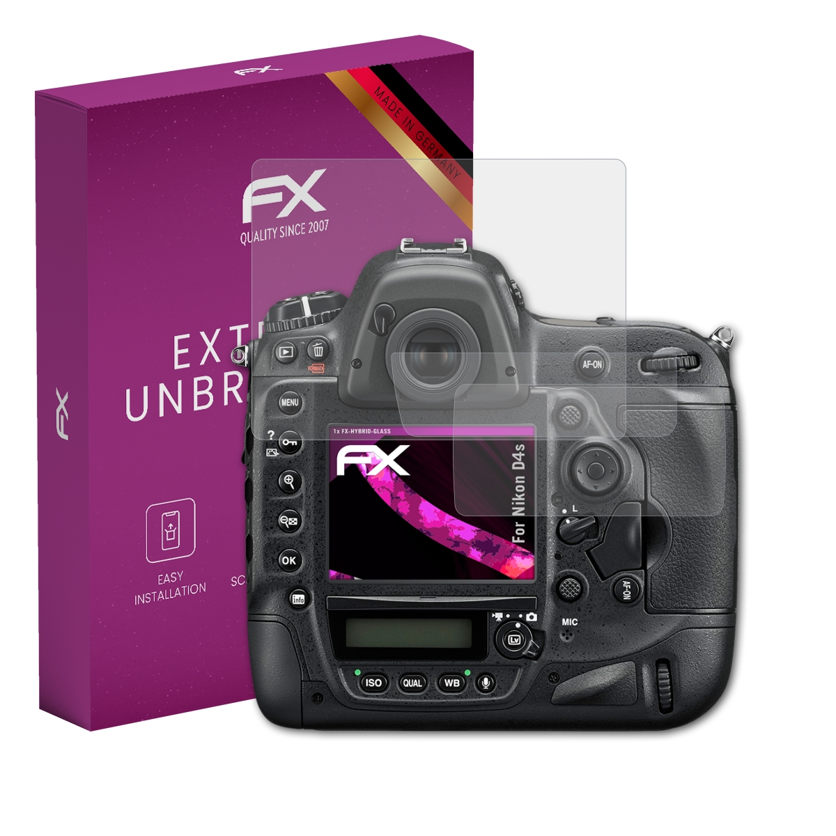 AtFoliX Película Protectora De Vidrio De Plástico Compatible Con Canon EOS 1Ds Mark II Glass Protector De Pantalla, 9H Hybrid-Glass FX Glass Protector De Pantalla De Plástico (juego De 1